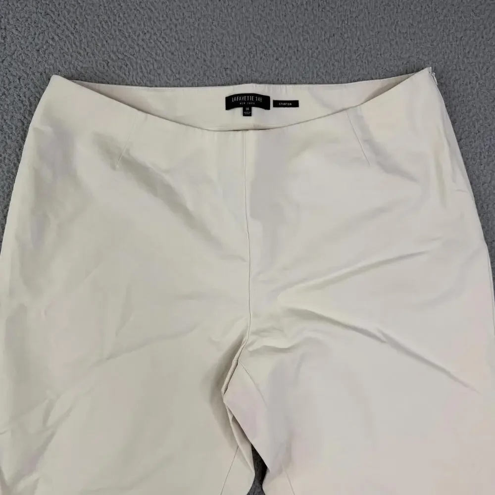 Lafayette 148 Stanton Beige Pants Women's 14 Curvy Stretch  Cropped - Picture 2 of 11